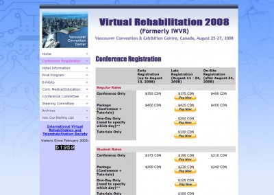 (2007) Virtual Rehabilitation 2008 Conference Site