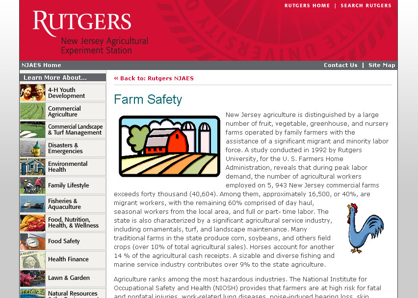 (2008) Rutgers Farm Safety Website