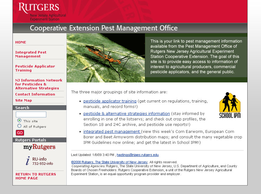(2008) Rutgers Pest Management Website