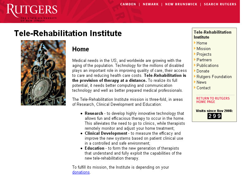 (2008) Rutgers Tele-Rehabilitation Institute Website