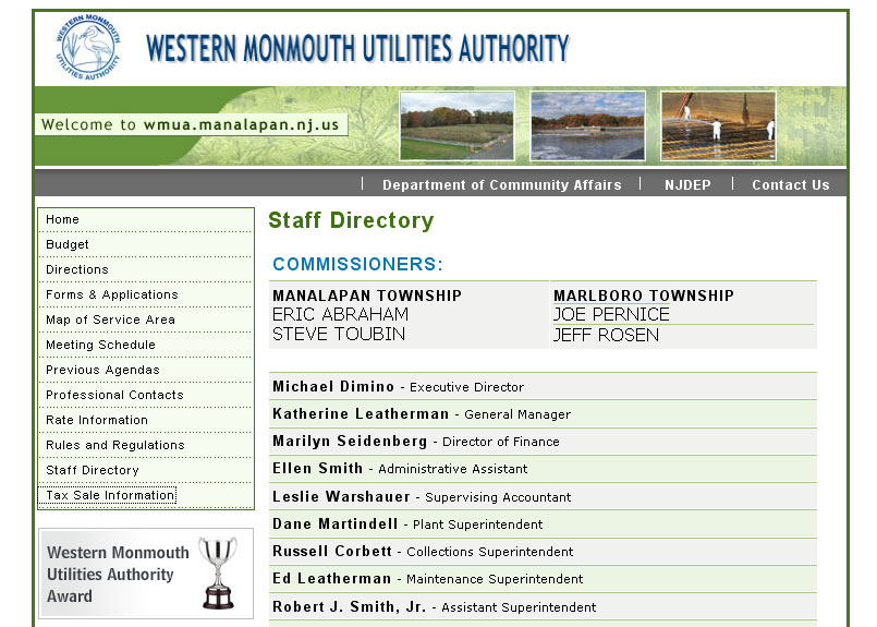 (2009) Western Monmouth Utilities Authority Website