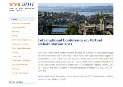 (2010) International Conference on Virtual Rehabilitation Website